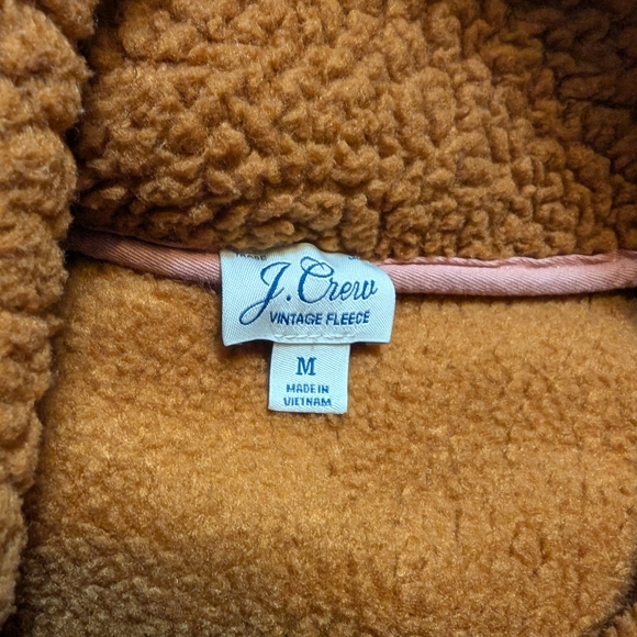 J.Crew Vintage Fleece Snap Pullover Teddy Sherpa Jacket Caramel Brown M EUC - Picture 4 of 7
